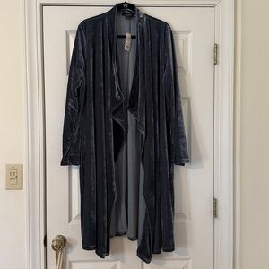 Suzanne Betro Trench Open Front Velvet Lapel Overcoat 4x NWT